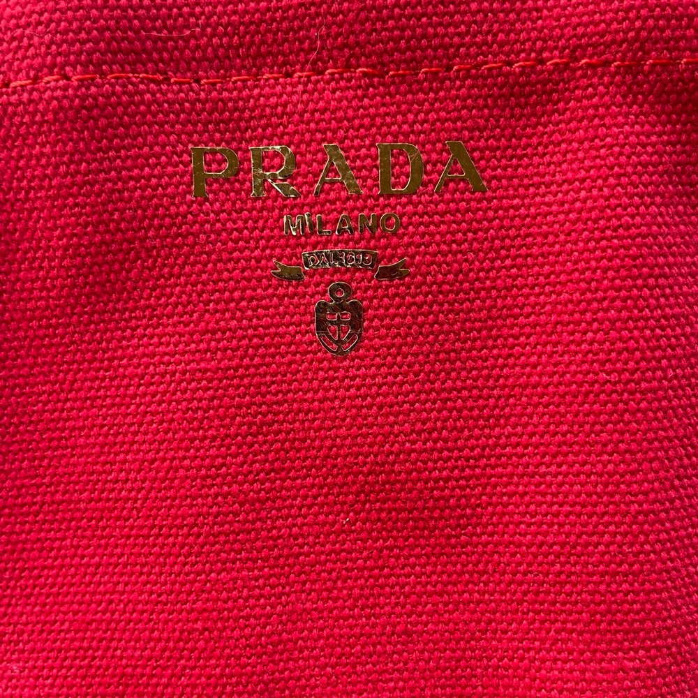 NEW in Bag Prada Red VIP Canvas Small Tote Bag 8” x 7” w/ 3” Shoulder Dr… - Picture 8 of 11